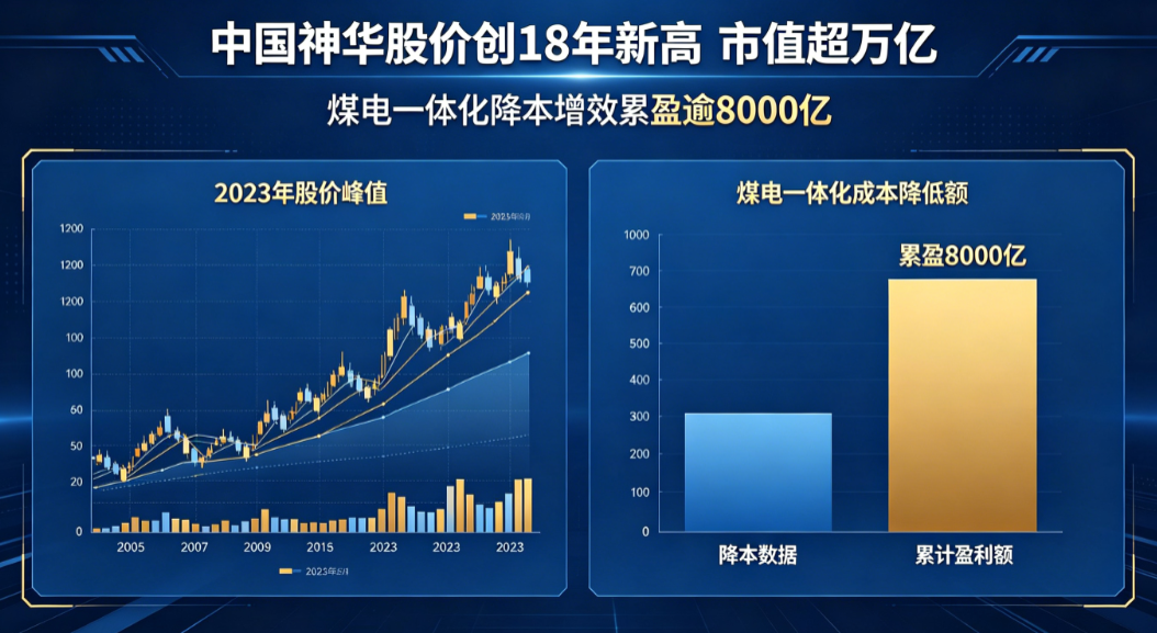 中国神华股价创18年新高市值超万亿 煤电一体化降本增效累盈逾8000亿