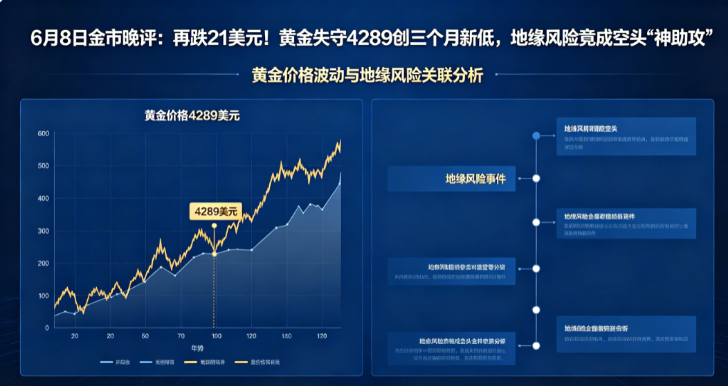 6月8日金市晚评：再跌21美元！黄金失守4289创三个月新低 缘风险竟成空头“神助攻”